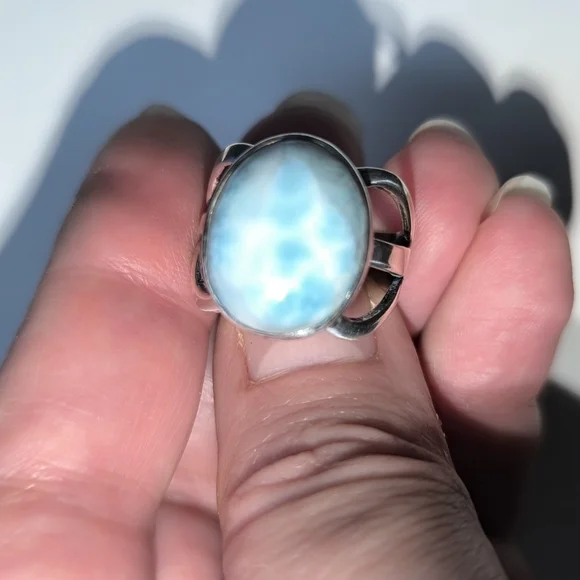 Sterling Silver Larimar Ring Sz 7.25